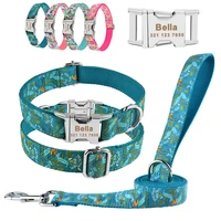 dog leash and collar set dog leash custom dog collars nylon personalized pet dog tag collar lead for small medium large dogs