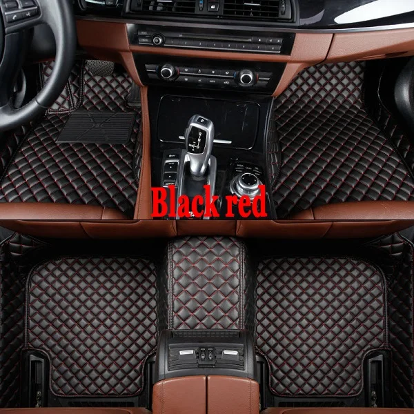 Black red Пользовательские автомобильные коврики для Mercedes Benz W203 W204 W205 W201 W202 AMG C43 C63 C200 C220 водонепроницаемый кожаный Противоскользящий ковер - Название цвета: Black red
