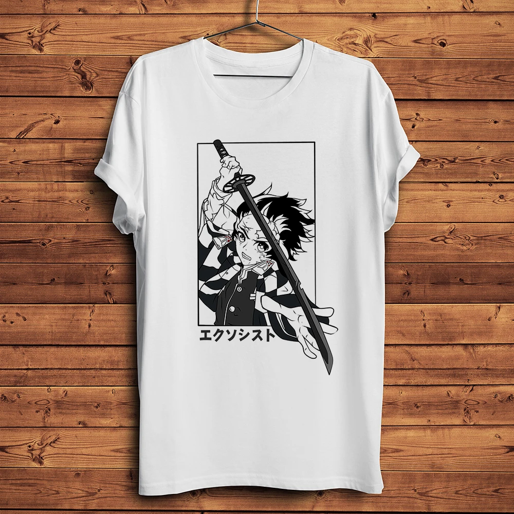 

Kamado Tanjirou funny anime t shirt homme men white casual short tshirt unisex Demon Slayer Kimetsu No Yaiba streetwear tee