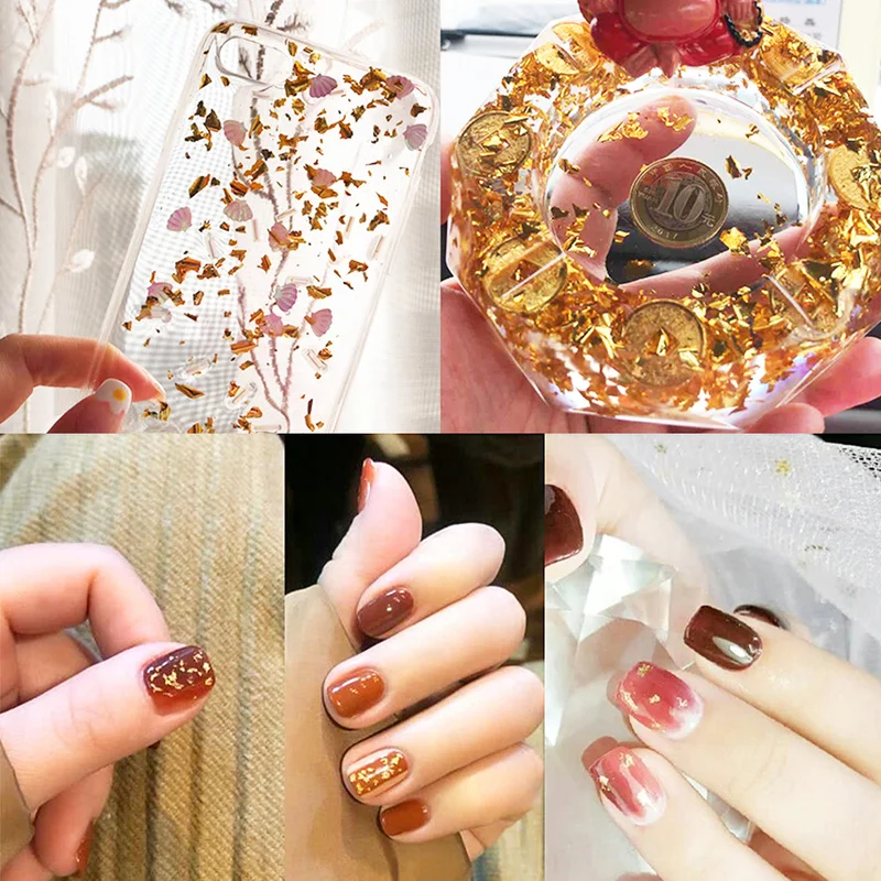 

1 Box Gold Nail Sequins Glitter Accessories for Multi Color Nail Styling Tool Sticker Decal DIY Wint