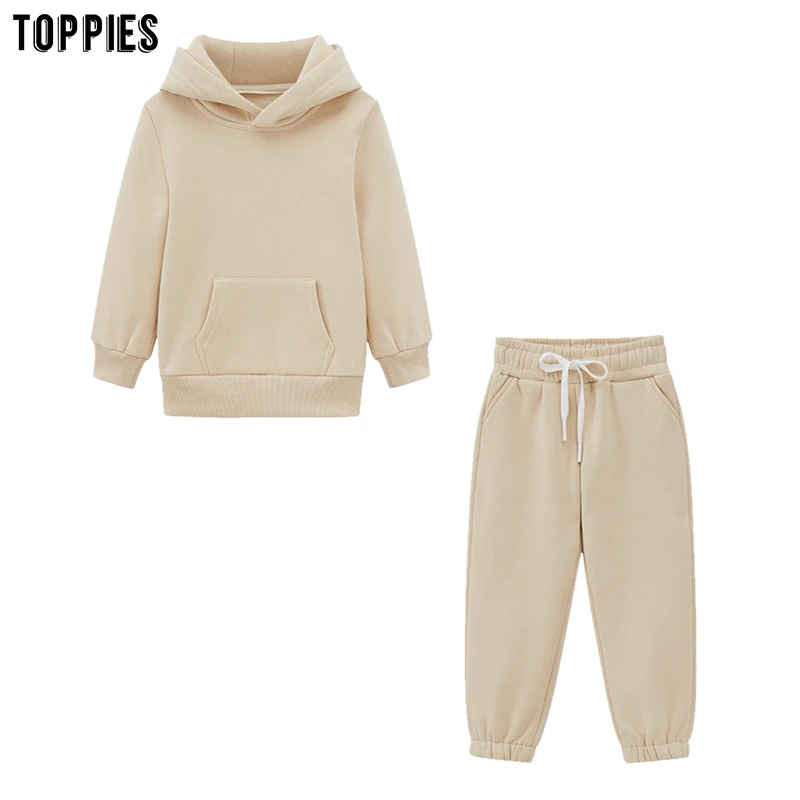 Toppies-Conjunto de Sudadera con capucha para ni&ntilde;o y ni&ntilde;a, ch&aacute;ndal de 2 piezas, ropa familiar, invierno, 2021-2