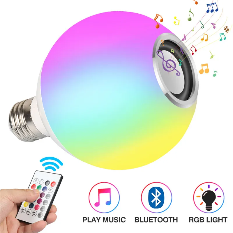 1 Pieces Смарт RGBW E27 лампа Bluetooth 4,0 аудио колонки лампа с регулируемой яркостью светодиодный беспроводной Музыкальные лампочки светильник изменение цвета пульт дистанционного управления - Испускаемый цвет: 1 Pieces