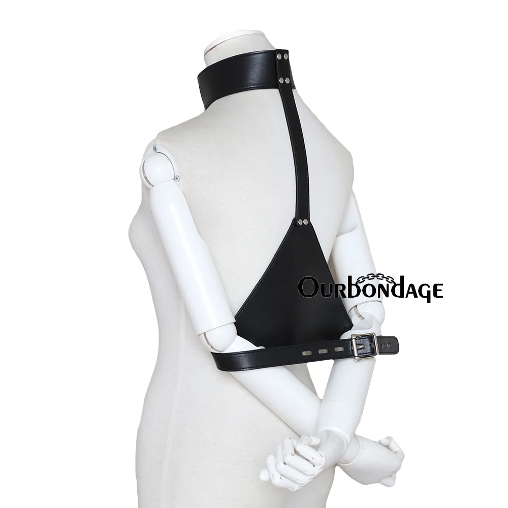 Ourbondage женский ограничения садо PU кожа Tringle Форма руки обратно нагрудный ремень