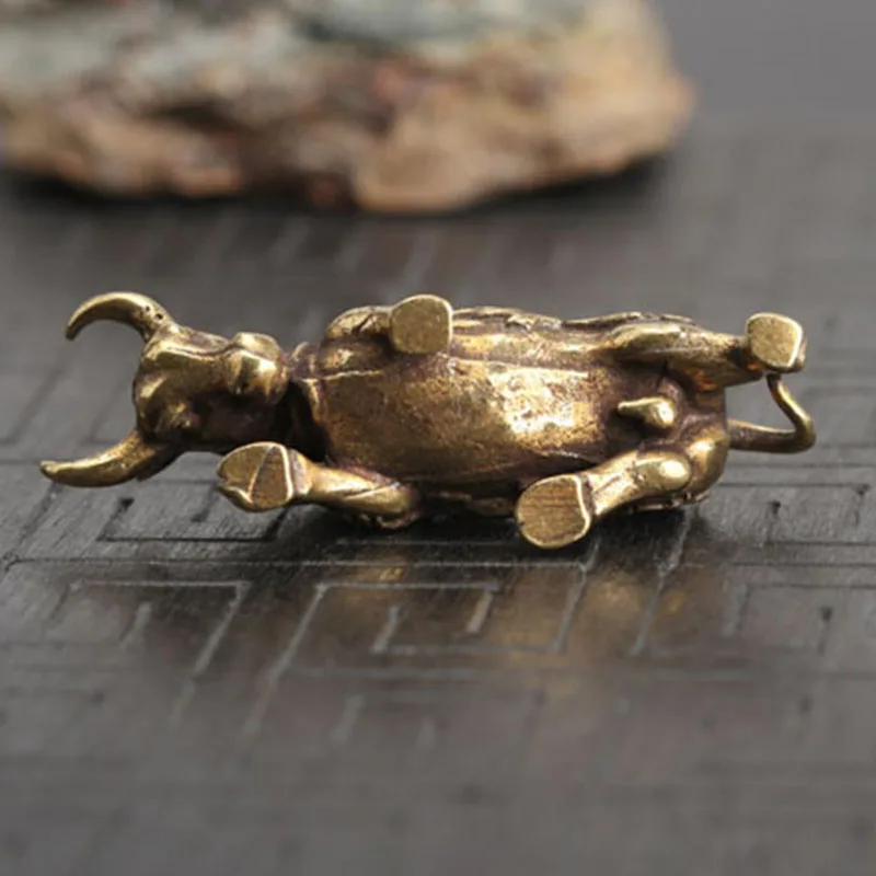 

Accessories Bull Ornament Sculpture Copper Miniatures Figurines Desk Decoration Bull Ornament Made Of Pure Copper Handmade Lines