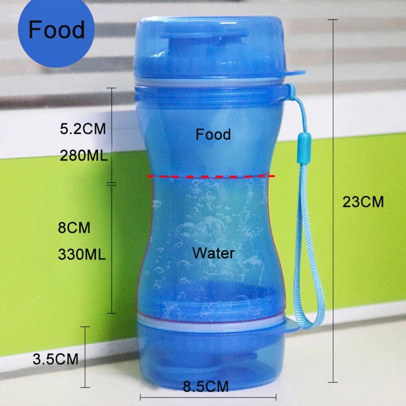 Портативная бутылка для воды домашних питомцев 2 в 1 миска питья путешествий на