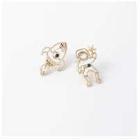 2021 fashion new arrival 100 925 silver needle hollow out cute spaceman shape asymmetry alloy stud earrings