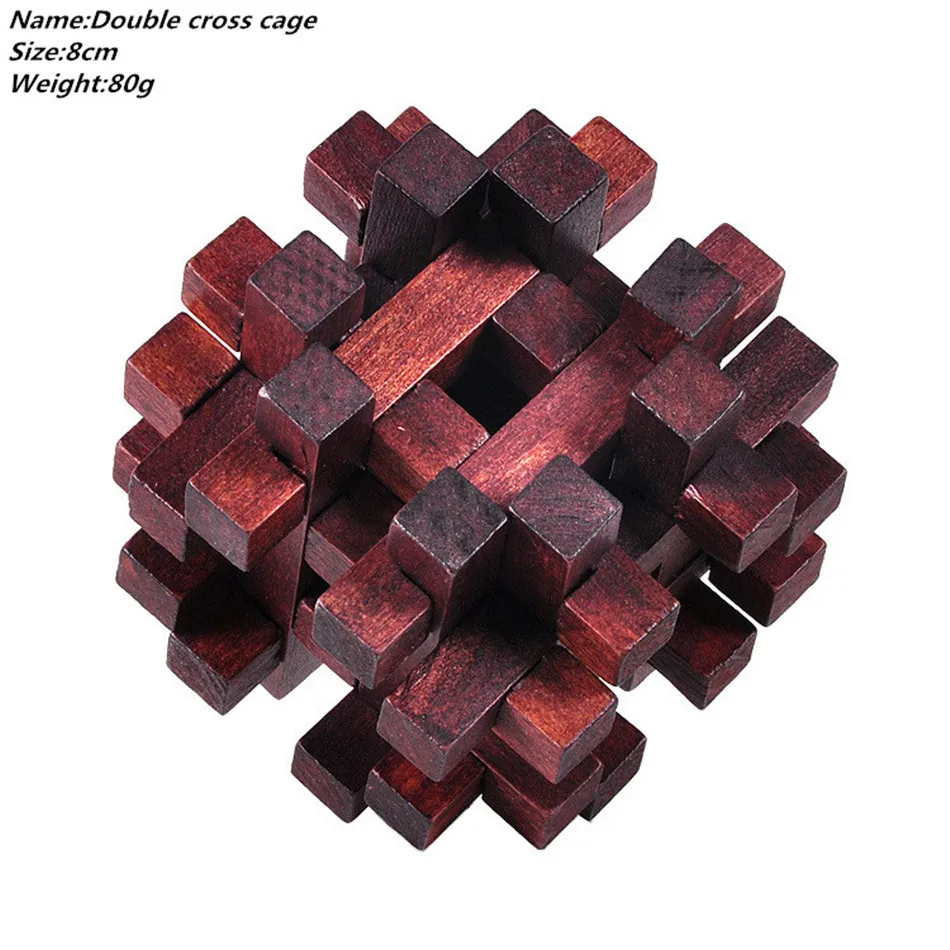

Wooden Intelligence Toy Kong Ming Double Cross Cage Lock 3D Brain Teaser Puzzle For Kids Children And Adult