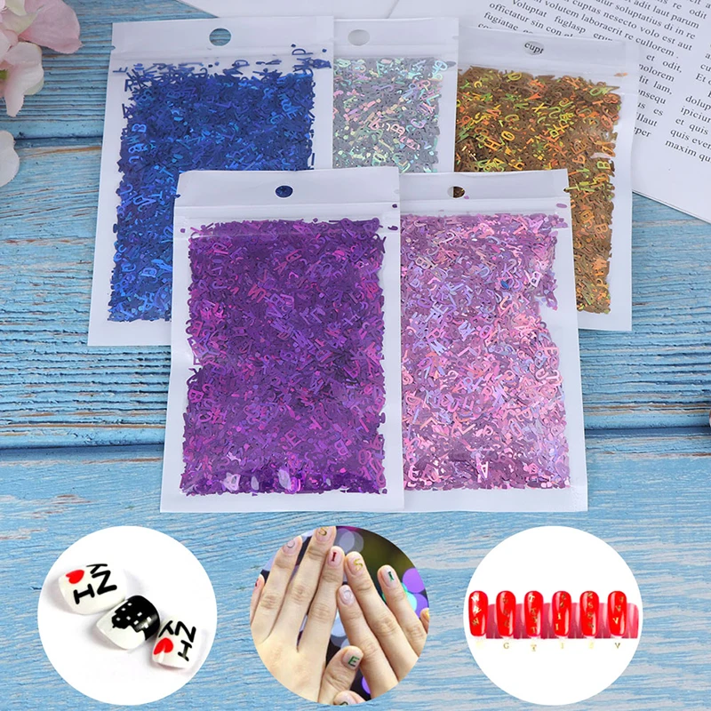 10g/bag Laser Nail Art Sequin Decoration Letter Shape Glitter Sequins Mixed Flakes Manicure | Красота и здоровье