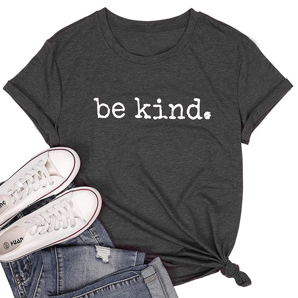 

Carney women's top be kind letter print round neck short sleeve T-shirt