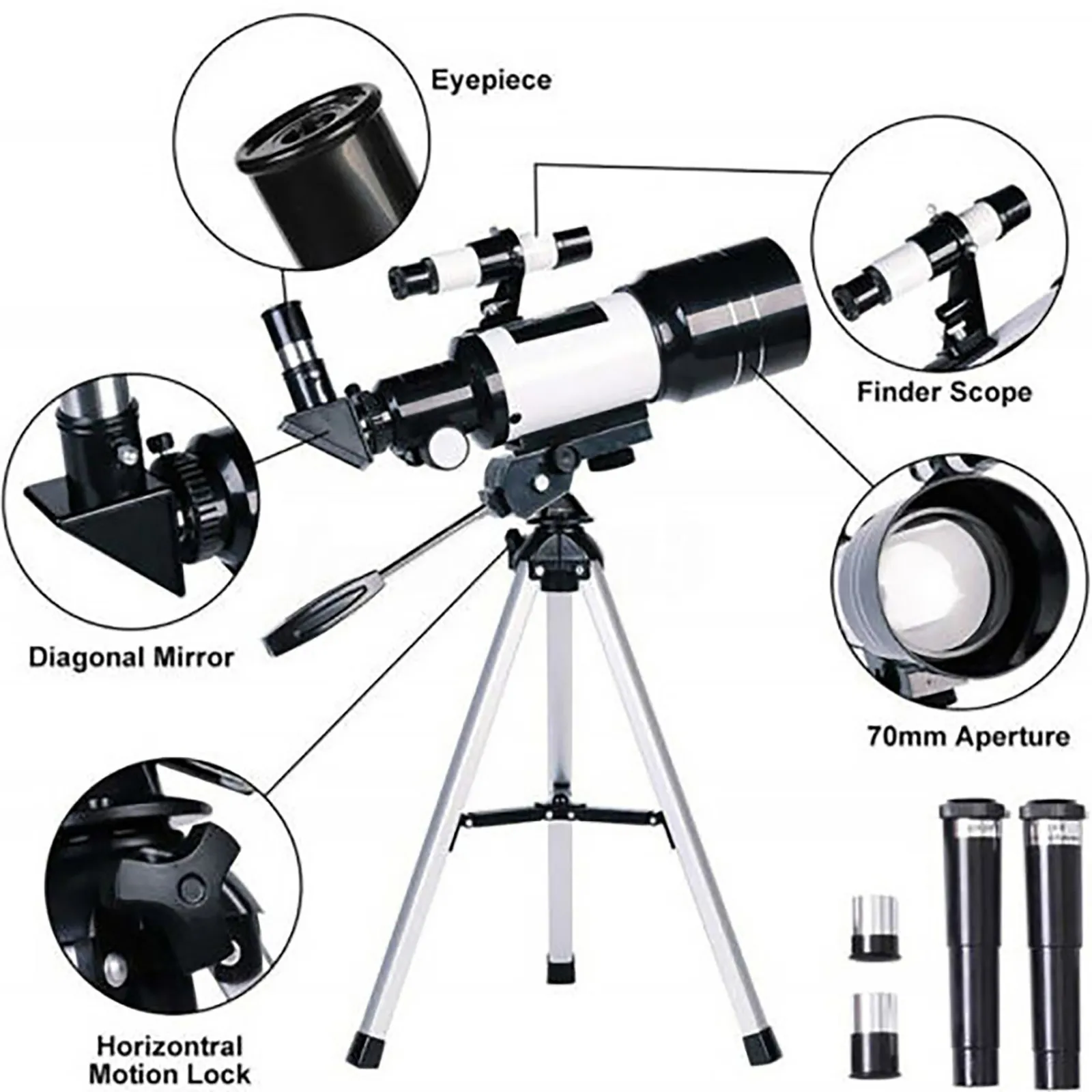 

Newest HD High Power Telescope Long Range 150x70mm Aperture Astronomical Telescope Refractor Tripod Finder For Beginner Outdoor