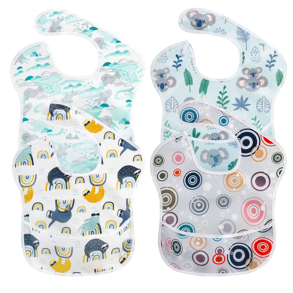 4Pcs/Lot Waterproof Baby Bibs Unisex TPU Washable Fashion For Boys &amp Girls Stain and Odor Resistant Feeding | Детская одежда и