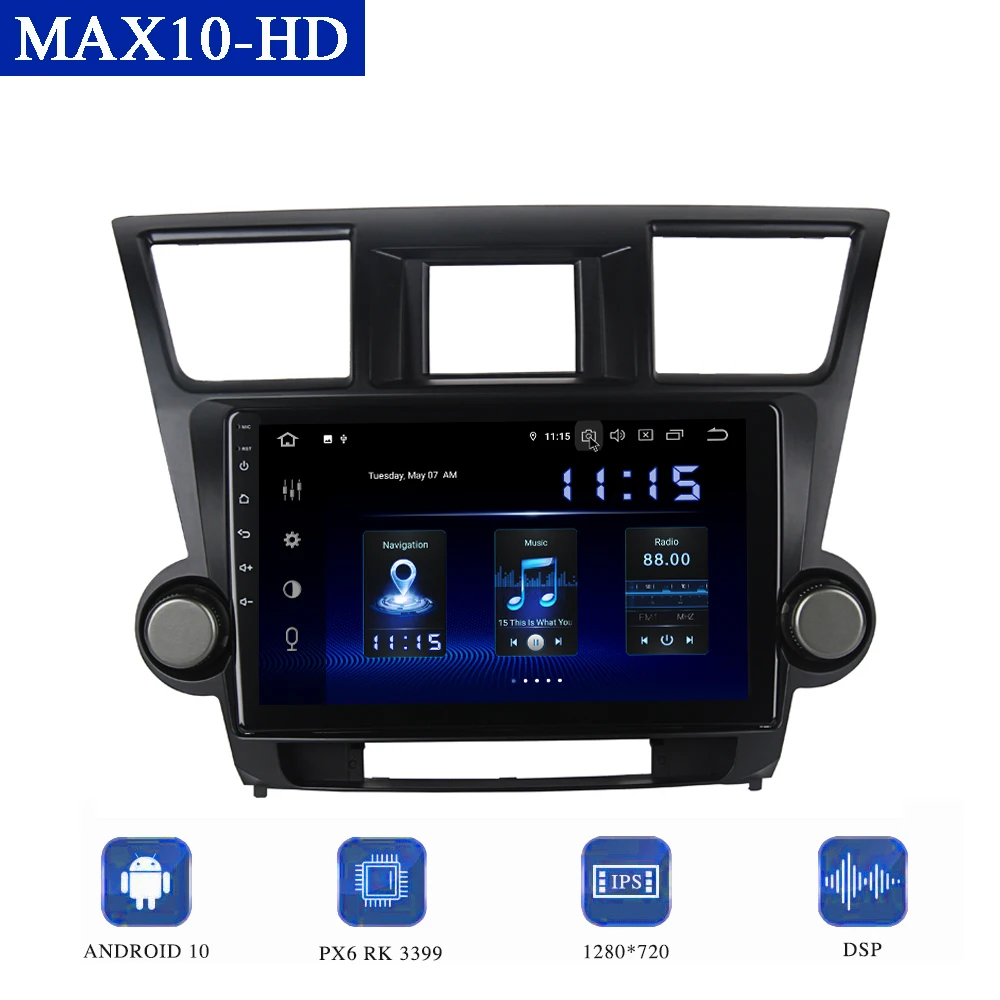 Dasaita 10 2 &quotAndroid 0 автомобильное радио для Toyota Highlander 2009 2010 2011 2012 DSP мультимедиа CarPlay HD