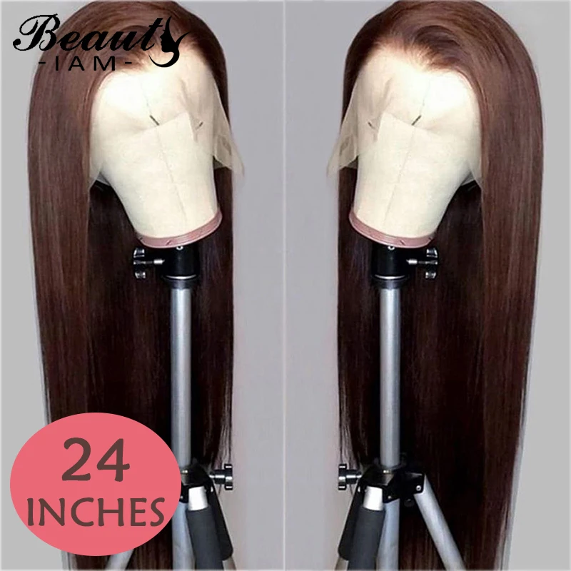 

#4 Brown 4x4 Closure Human Hair Wigs For Women Natural Hairline 150Density Glueless Virgin Hair Wig Pre Plucked With Baby Hair