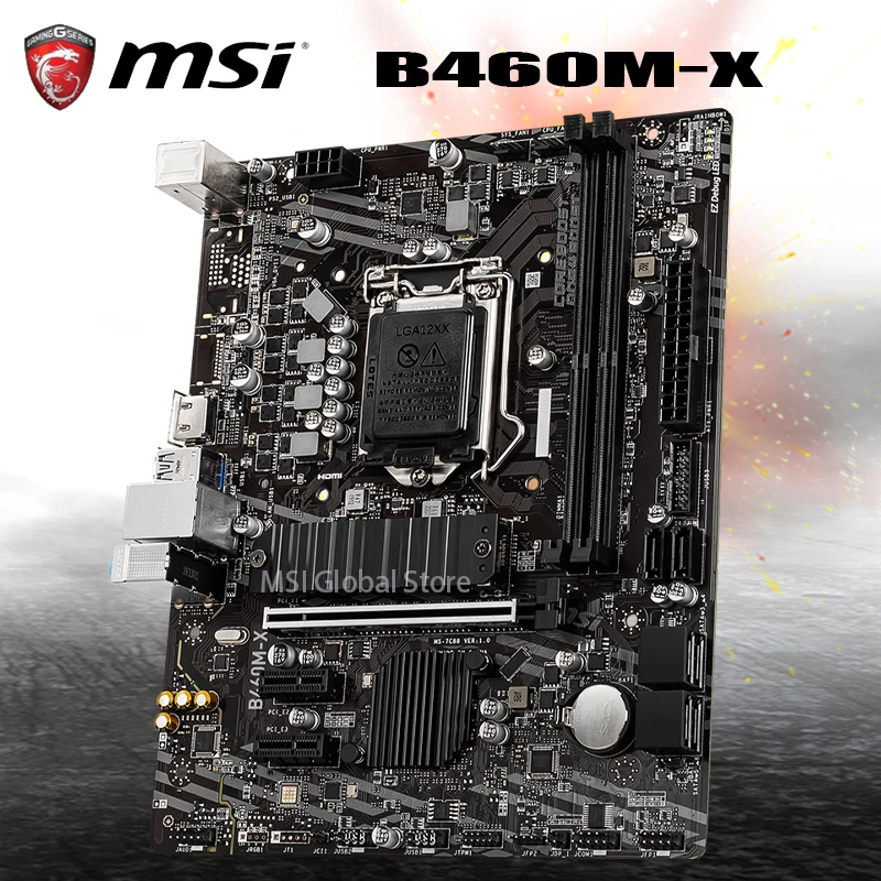 Billig MSI B460M-X Motherboard Unterstützung 10th-Gen Cpu DDR4 2933MHz 64GB USB 3,2 PCI-E 3,0 DVI Desktop Intel B460 Mainboard 1200 Micro ATX