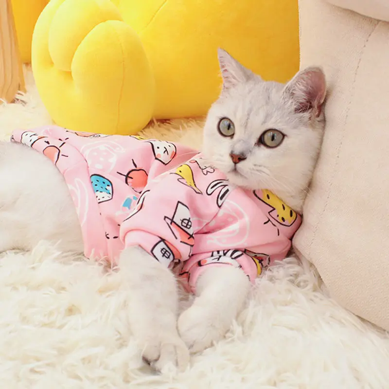 Pet Dog Cat Costume Cute Animal Printed Coat Cotton Soft Pullover Shirt Jacket Sweatshirt Sweater Pets Clothing Outfit | Дом и сад
