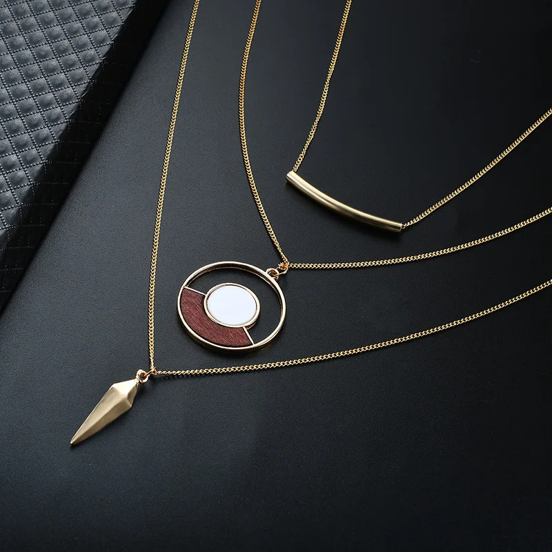 Модное многослойное женское ожерелье круглые ожерелья с подвеской из