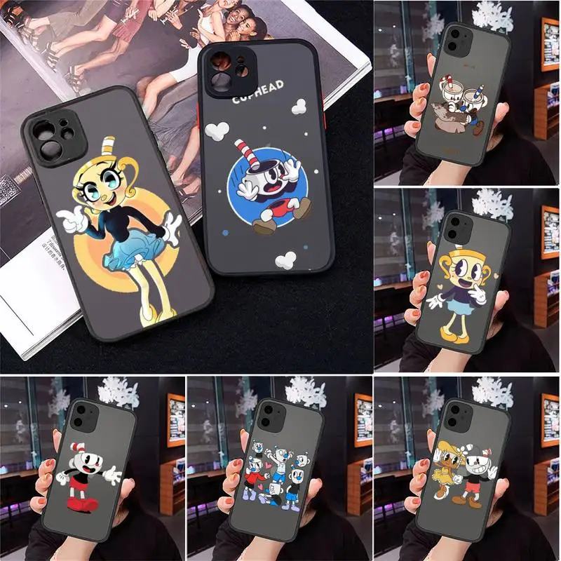 

Cartoon cute Cuphead Phone Case For iPhone 12 11 Mini Pro XR XS Max 7 8 Plus X Matte transparent cover