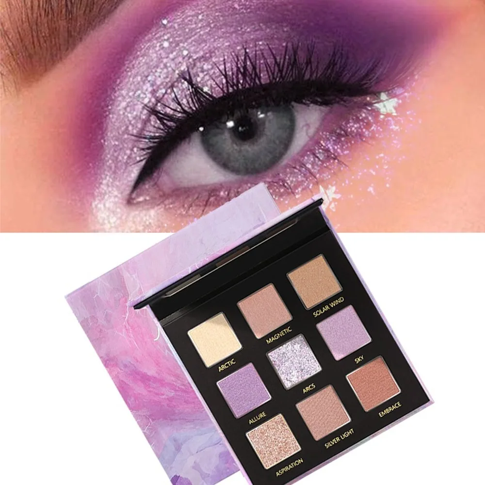 

Pudaier 9-color Glitter Eyeshadow Pallete Shimmer and Matte Eyes Makeup Milky Way Eye Shadow Palette Professional Powder Beauty