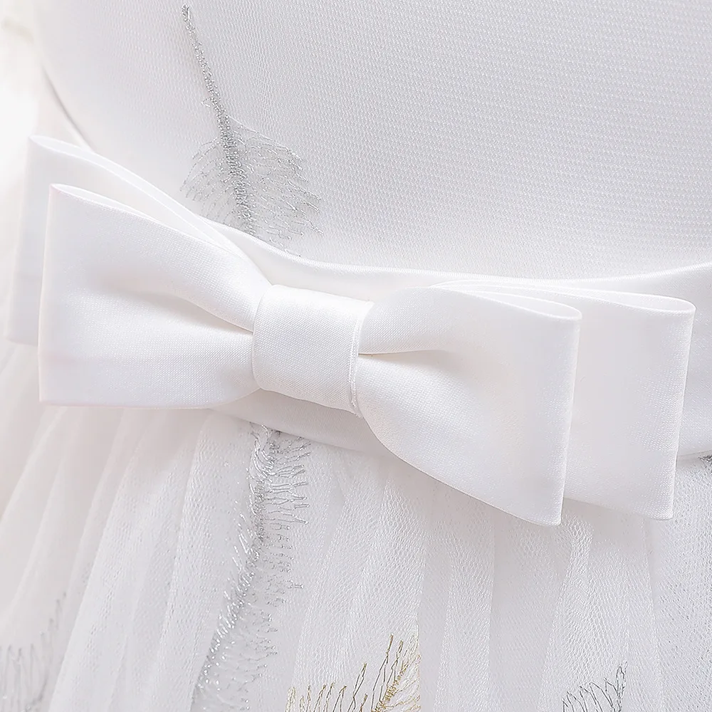 

Lovely Knee Length Flower Girl Dresses Tulle Kids Pageant Dresses With Bow Knot First Communion Dresses