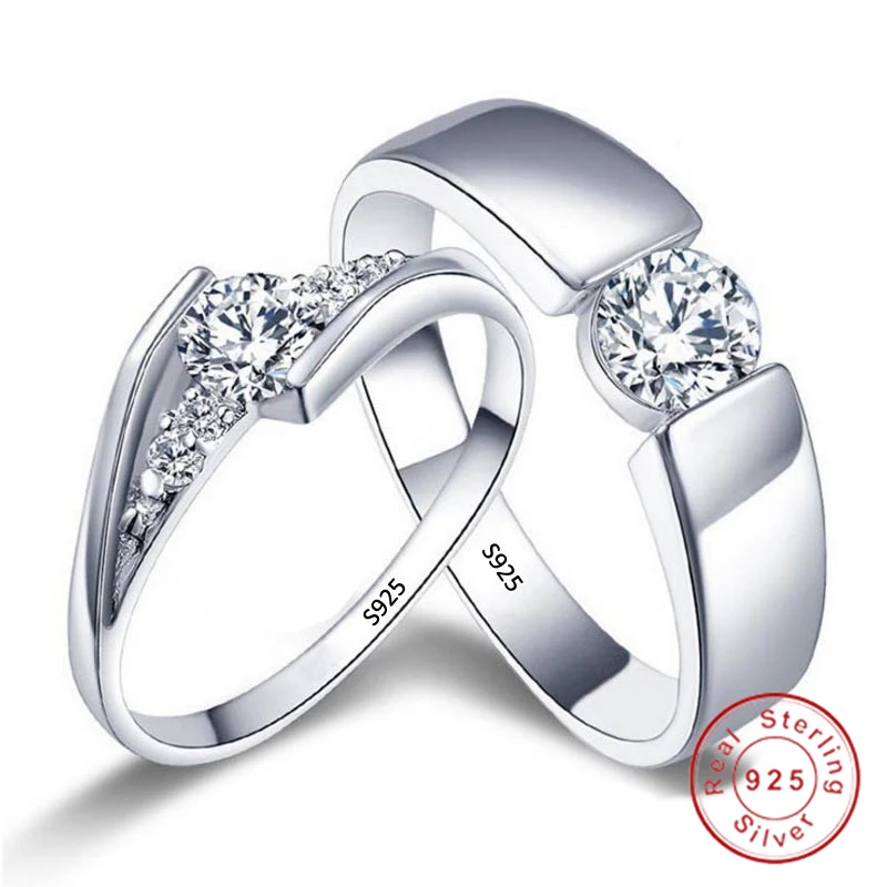 Romantic Wedding Rings For Lover Original 925 Sterling Silver Couple Engagement Party Jewelry Bands | Украшения и аксессуары