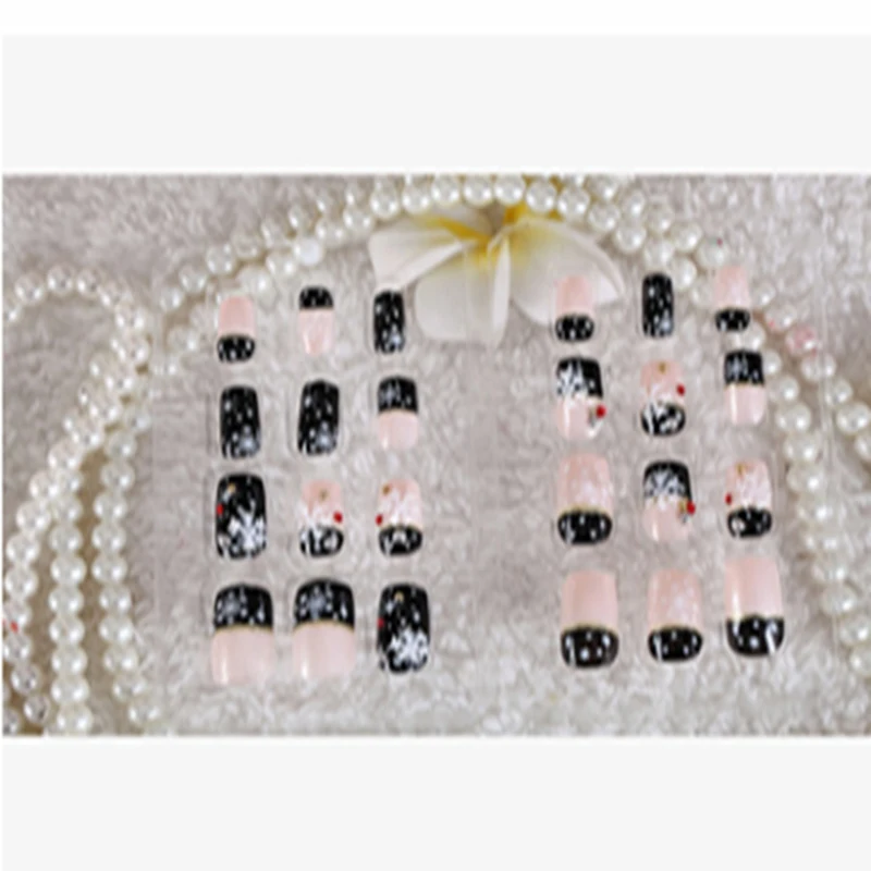 24 шт черная белая красная стильная Рождественская Снежинка поддельные ногти