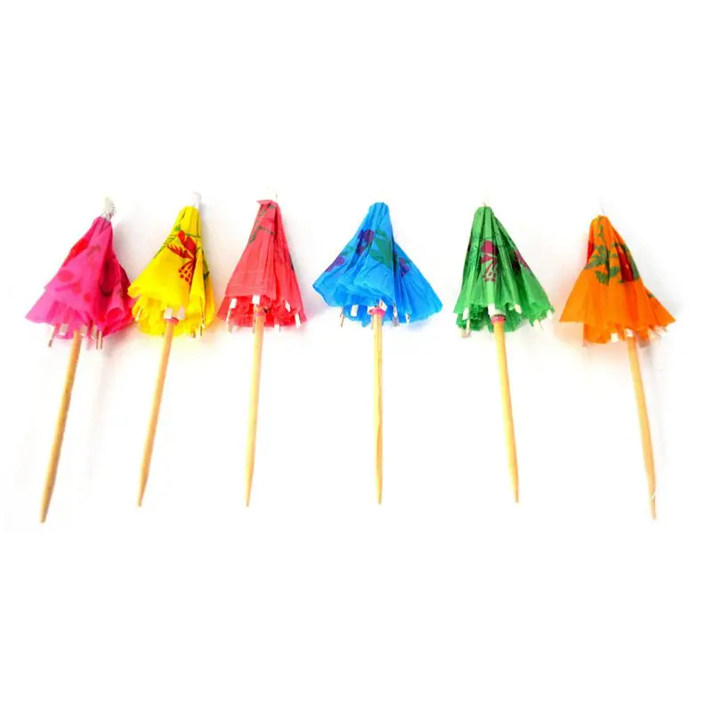 100 Смешанные бумажные Коктейльные зонтики для вечерние аксессуары тропических
