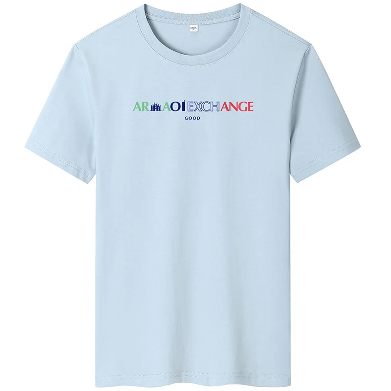 

2021 new casual T-shirt men's creative letter printing round neck large size high-quality cotton T-shirt