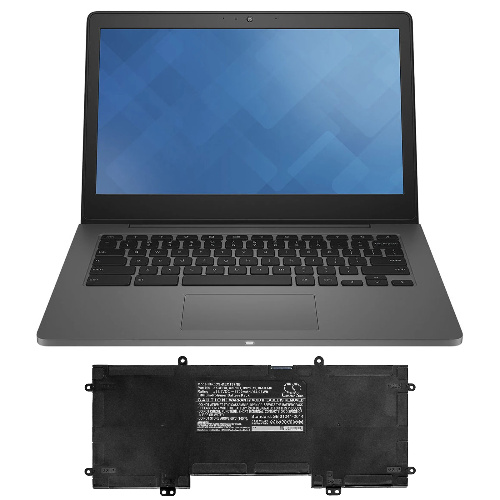 

Cameron Sino For DELL Chromebook 13 7310 5700mAh / 64.98Wh