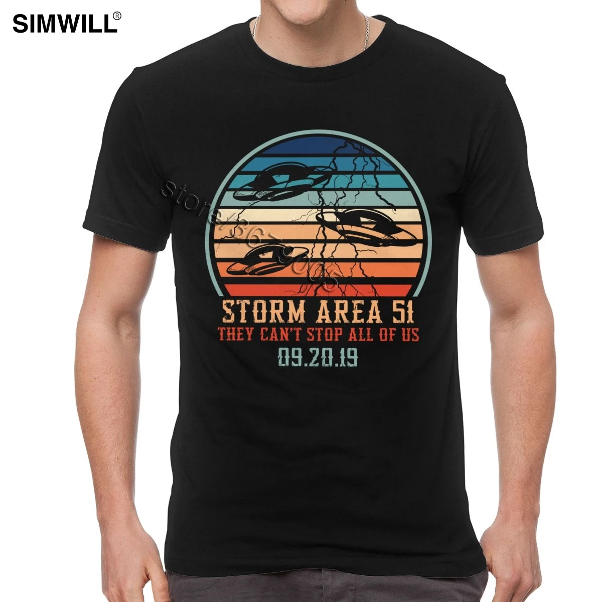 

Urban Storm Area 51 Tees Men's Printed Cotton Space UFO T Shirt Vintage Short Sleeve Streetwear Summer Graphic Print T-Shirts