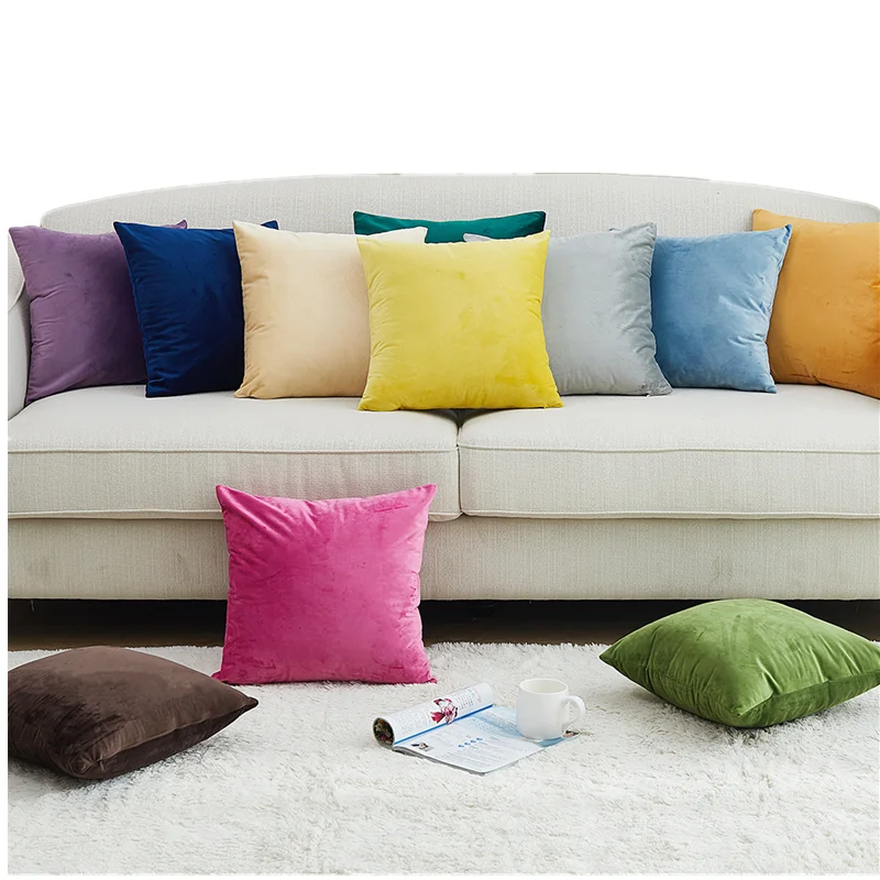 Free Shipping 40/45/50/55/60cm Throw Pillow Case Holland Velvet Dyed Cushion Cover HT-PHVDC-A | Дом и сад
