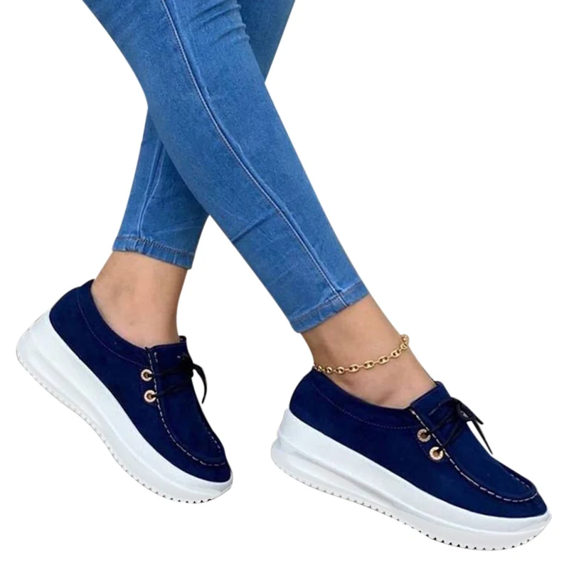 New Lady Sneakers Shoes Breathable Women Thick Bottom Lace Up Non Slip Casual For Spring Fall Zapatillas Mujer 2024