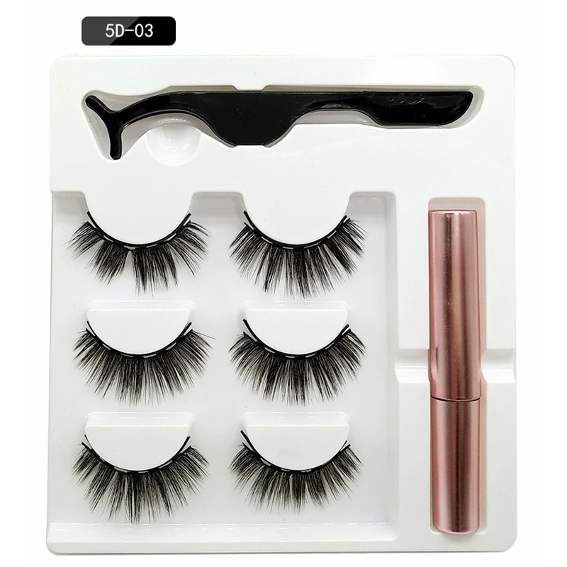 Магнитный Набор накладных ресниц без клея полные глаза 5 магнитов Многоразовые