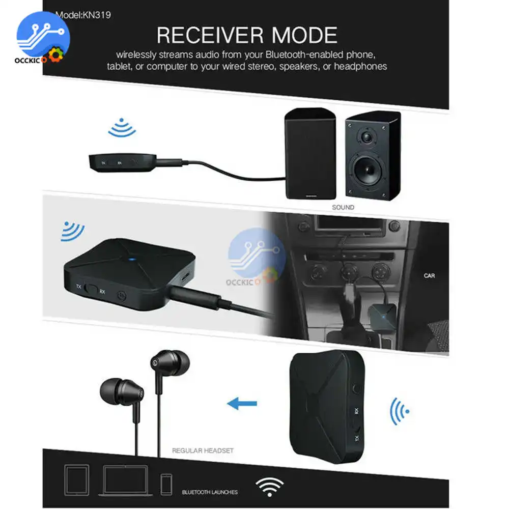 2 в 1 стерео Bluetooth 4,2 аудио приемник передатчик беспроводной адаптер с 3,5 мм AUX Jack звуковая система для ТВ MP3