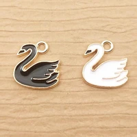 10pcs 13x13mm enamel swan charm for jewelry making cute earring pendant fashion bracelet necklace accessories