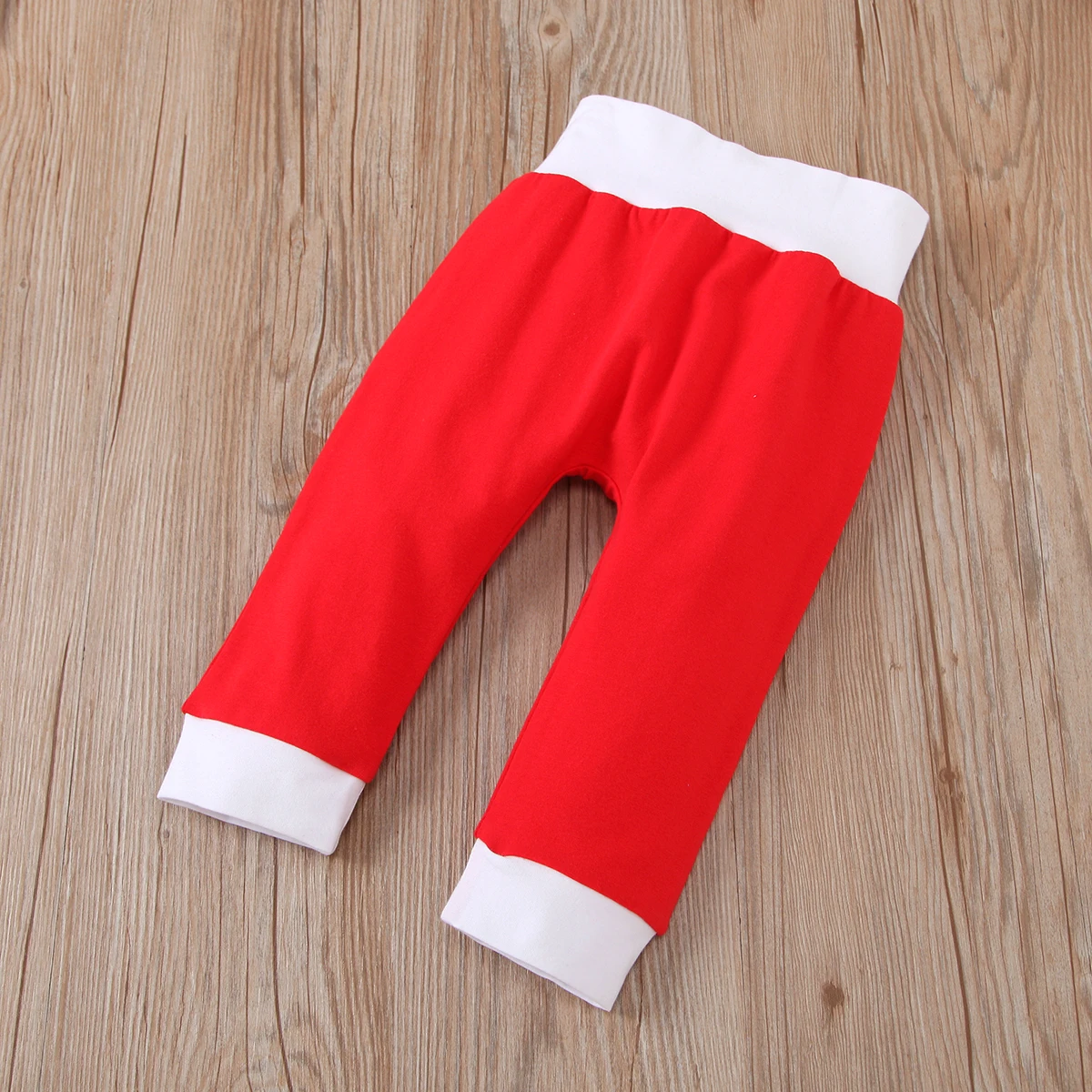 

Xmas Baby Boy Girl 3PCS Outfit Sets Long Sleeve Red Lettering Printed Romper Red Elastic Waist Pants with Christmas Hat Pajamas