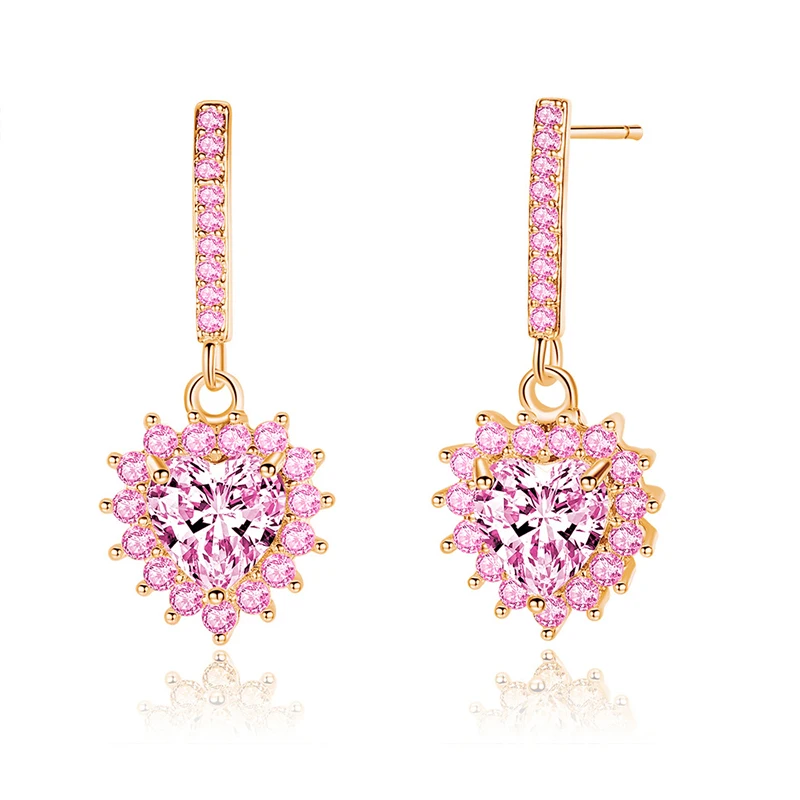 BeiverJewelry, женские серьги, новинка, модные ювелирные украшения, розовые и белые серьги, вечерние, свадебные ювелирные изделия, блестящие серебряные серьги