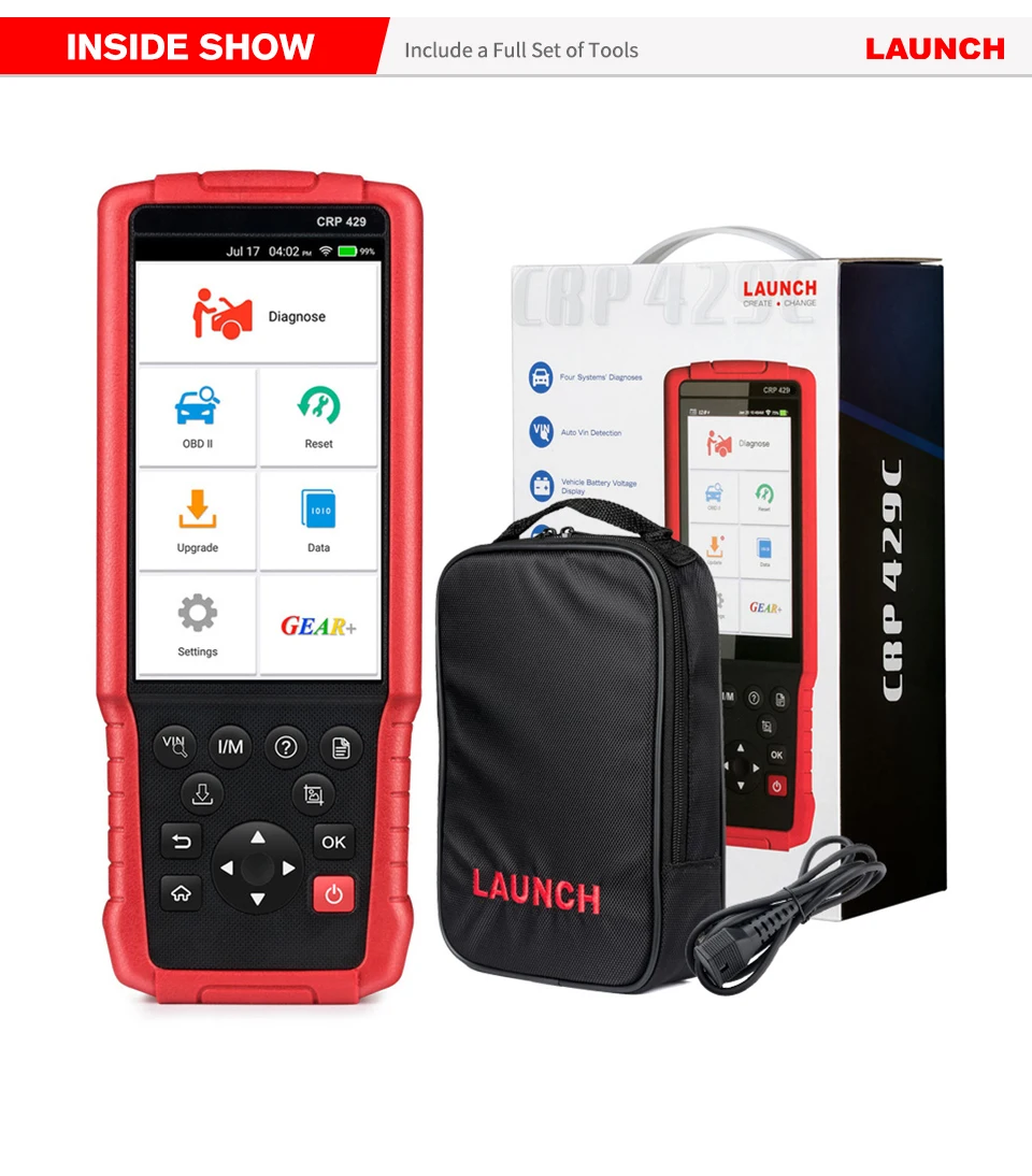 Launch X431 CRP429 OBD2 сканер полные системы автомобильный диагностический инструмент OBD АВТОМАТИЧЕСКИЙ считыватель кодов инструмент сканирования EPB IMMO инжектор кодирования pk 429C