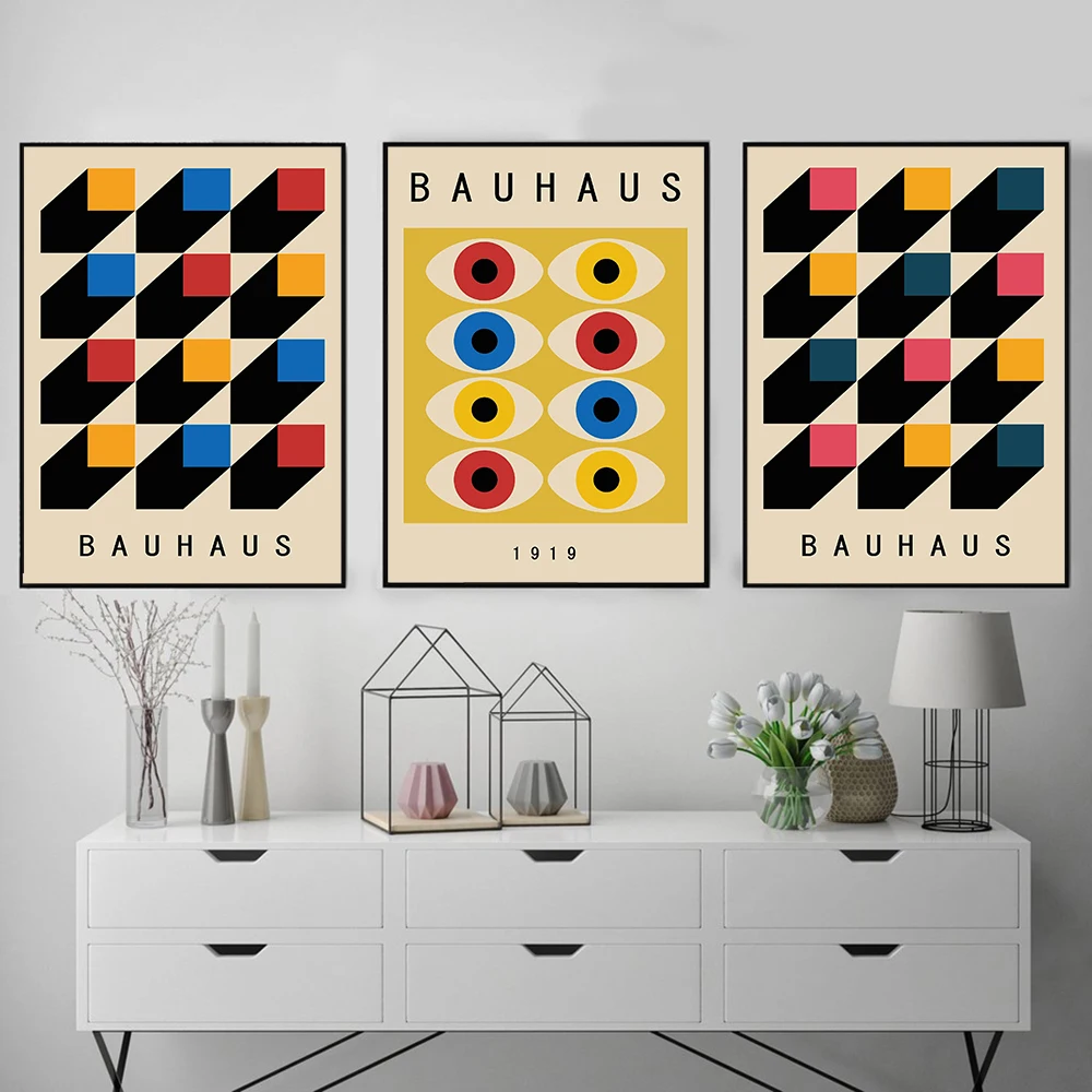 

Posters and Prints Bauhaus Ausstellung 1919 Geometry Exhibition Poster Wall Art Picture Canvas Painting for Room Home Decor