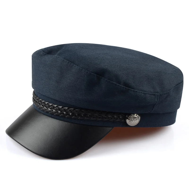 DYLAOPAN New Fashion Military Hat Autumn Sailor Caps For Women Men Belt Berets flat top Female travel cadet hats Captain Cap | Аксессуары