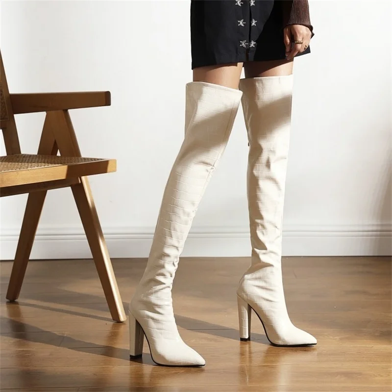

low Autumn winter heel 2021 thick heel knee high boots women's boots patent leather large size 40-43