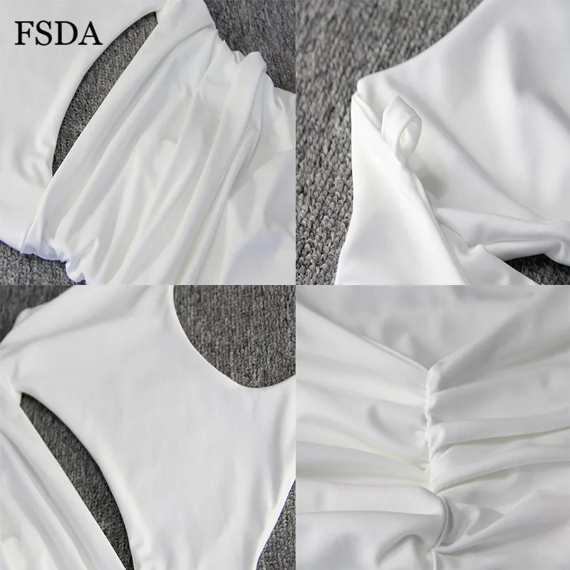 Сексуальное неоновое летнее облегающее платье FSDA с рюшами открытой спиной