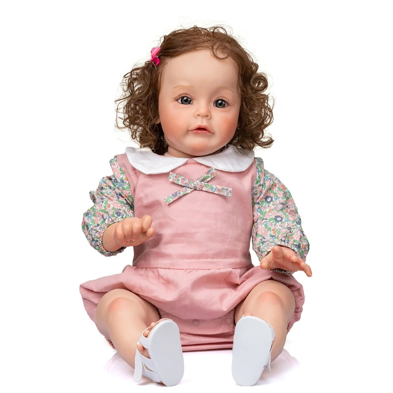 

Мягкая игрушка T5EC 60 см, реалистичные детские куклы, яркая Реалистичная кукла с кудрявыми волосами, развивающая игрушка-реборн для детей и вз...