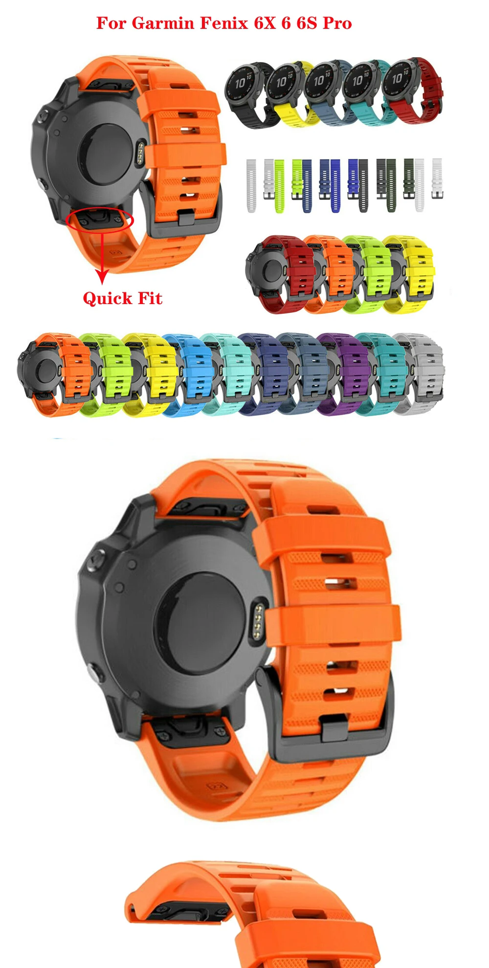 26 22 20 мм ремешок для часов Ремешок для Garmin Fenix 6 6s 6X5 5S 3 3HR D2 S60 gps часы Quick Release силиконовый ремешок Easyfit