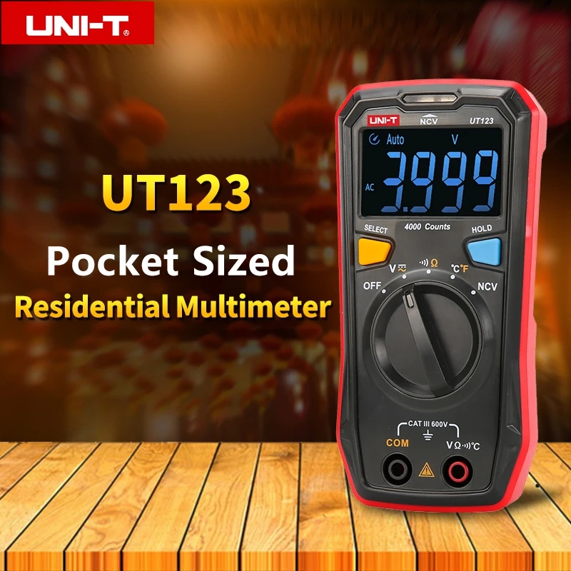 Цифровой мультиметр UT123 Карманный для жилых помещений переменный/постоянный ток