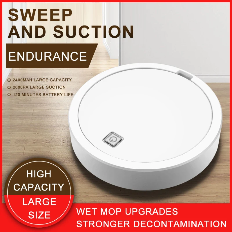 

2021 Multi-function Smart Robotic Vacuum Cleaner Powerful Suction For Hard Floor Auto Microfiber Dust 3 IN 1 Sweeping Machine