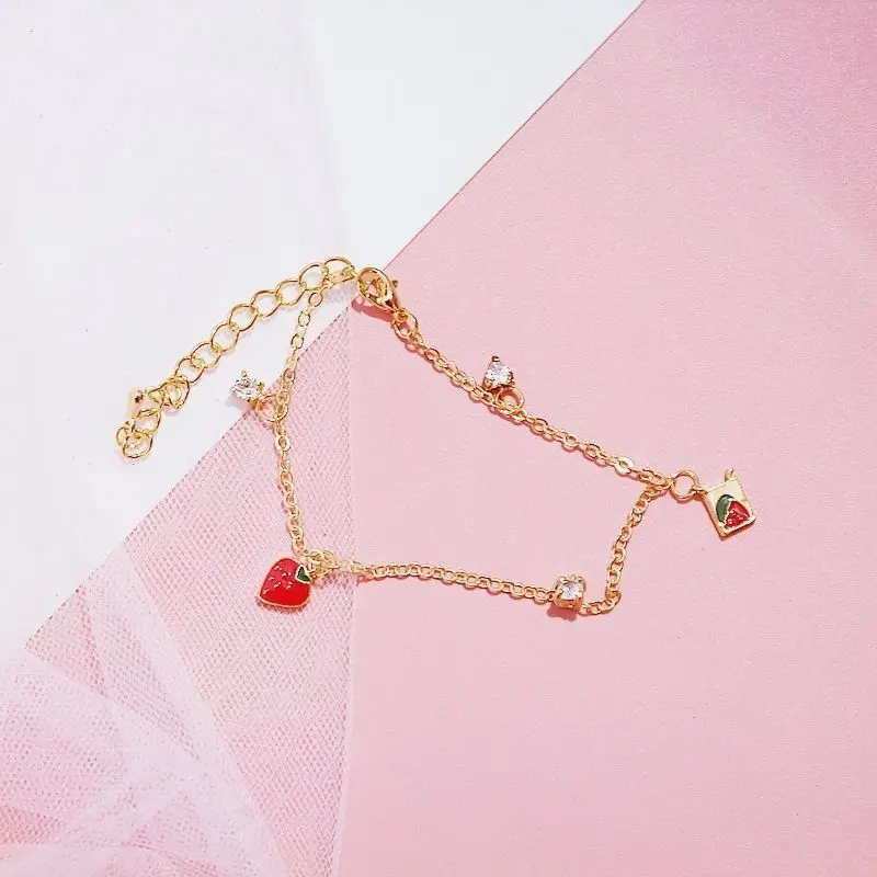 

Cute Strawberry Bracelet Female Student Korean Girlfriends Two-person Ins Girl Heart Three-person Forest Fairy Net Red Gift