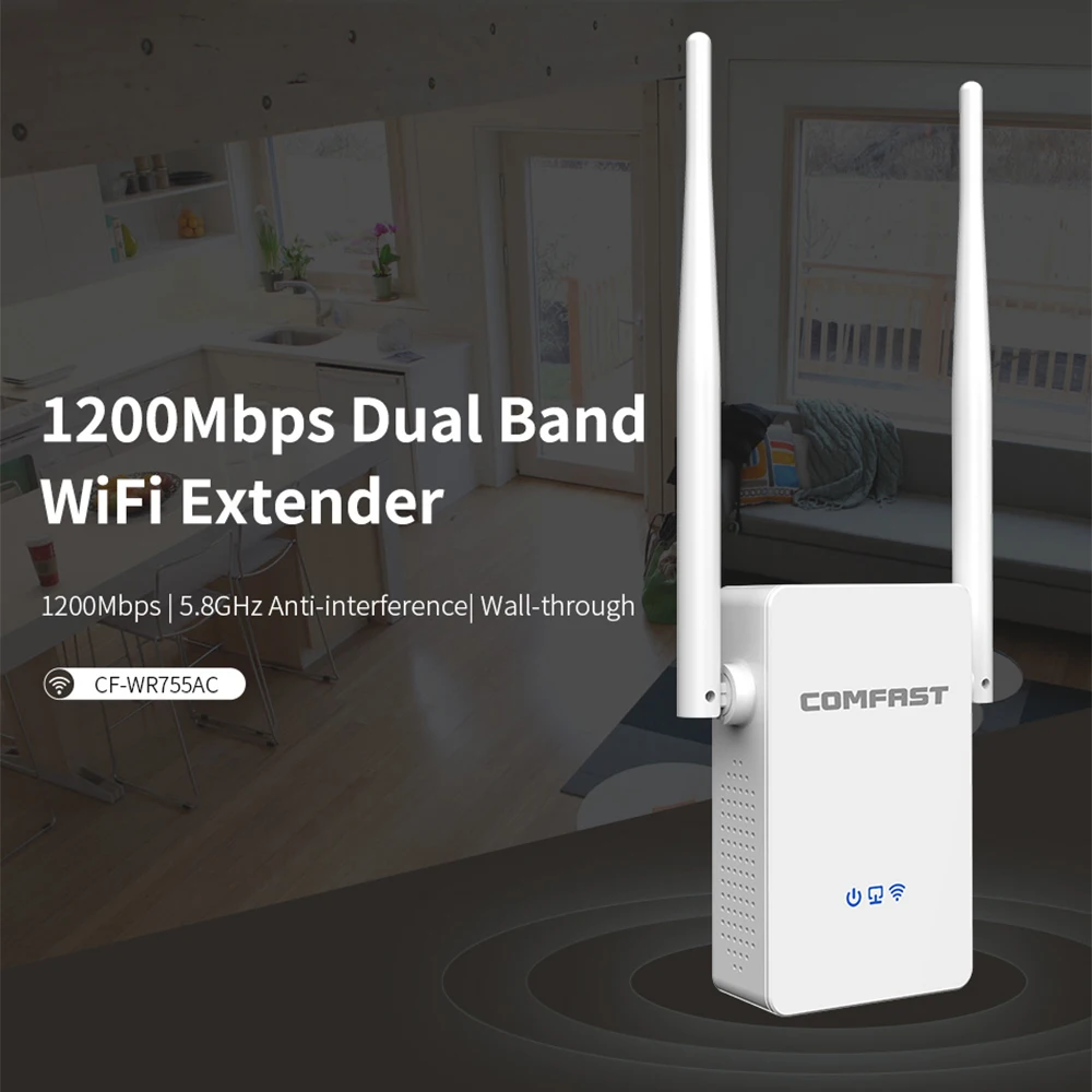 Двухдиапазонный Wi Fi маршрутизатор COMFAST 1200 Мбит/с 2 антенны с высоким