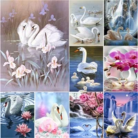 new 5d diy diamond painting full square round drill flower swan diamond embroidery scenery cross stitch crafts home decor gift