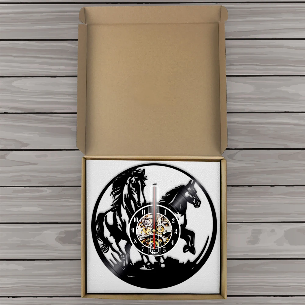 Виниловые настенные часы с изображением лошади животным художественным декором