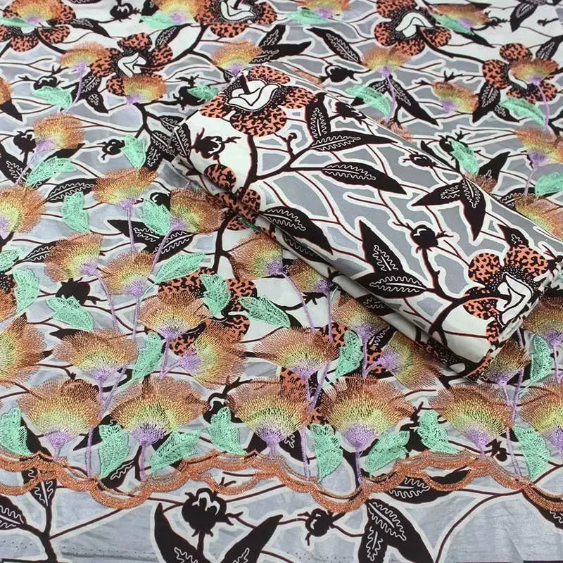 

100% Original Real Wax 6 Yards New Guaranteed Veritable Embroidered Golden African Print Fabric Ankara Fabric For Party Dress